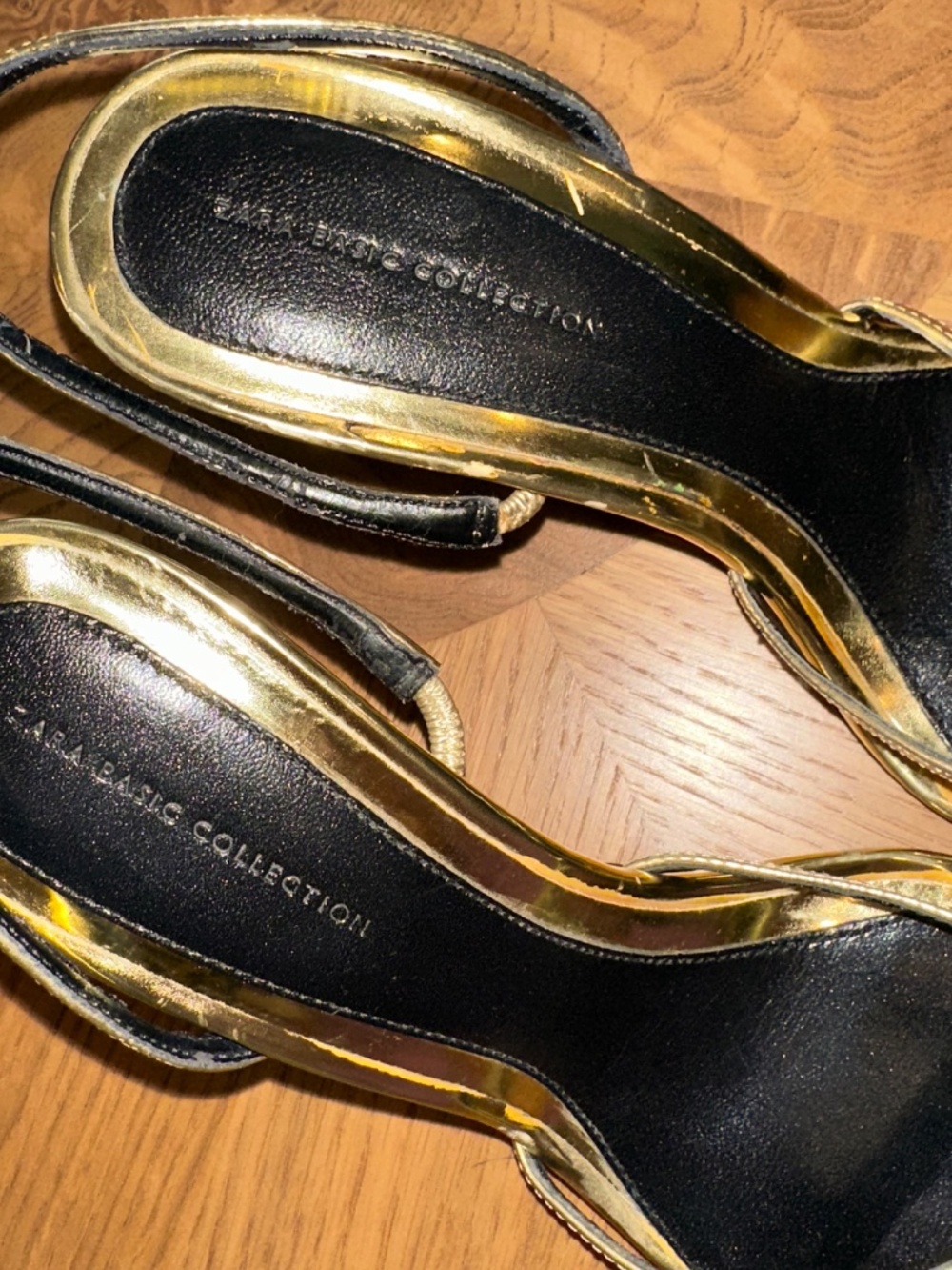 Zara Basic Collection Gold Metallic Slingback Sandals - Picture 3 of 10